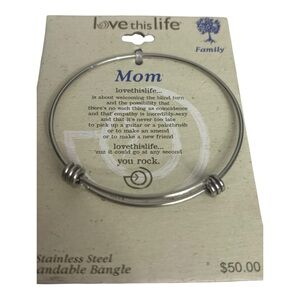 For MOM Love this life Stainless Steel Expandable Bangle
